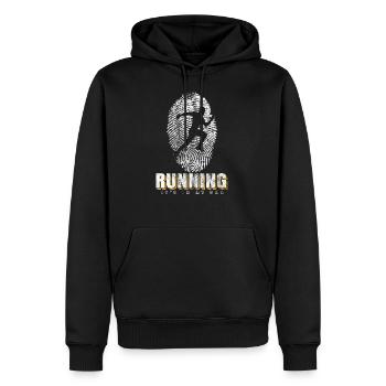 Run Runner DNA - Sweat à capuche Premium bio Homme - noir - Devant - Nico (187cm)