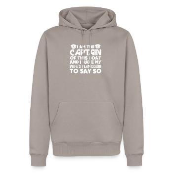 Kapitän - Männer Premium Bio Hoodie - Taupe - Vorne - Nico (187cm)