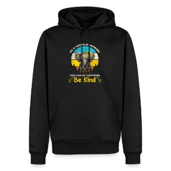 Elephant Be Child Cadeau de paix - Sweat à capuche Premium bio Homme - noir - Devant - Nico (187cm)