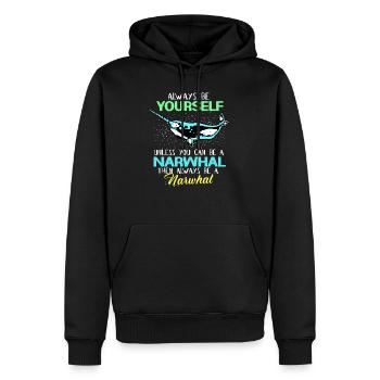 Narval cadeau de licorne Kawaii baleine plongée sous-marine - Sweat à capuche Premium bio Homme - noir - Devant - Nico (187cm)