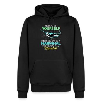 Narwal - Männer Premium Bio Hoodie - Schwarz - Vorne - Nico (187cm)
