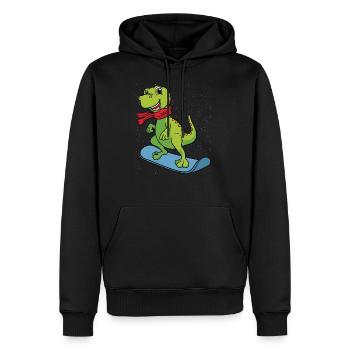 Snowboard Dino Dinosaurier Geschenk Kinder Jungen - Männer Premium Bio Hoodie - Schwarz - Vorne - Nico (187cm)