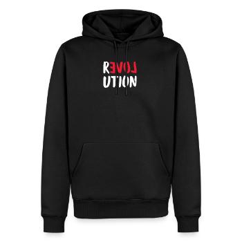 Liebe Love Revolution - Männer Premium Bio Hoodie - Schwarz - Vorne - Nico (187cm)