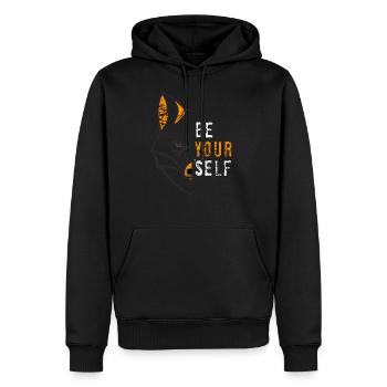 Fuchs - Männer Premium Bio Hoodie - Schwarz - Vorne - Nico (187cm)