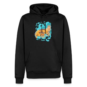 Lustiger Hund Dicke Katze Kater Meme Geschenk - Männer Premium Bio Hoodie - Schwarz - Vorne - Nico (187cm)