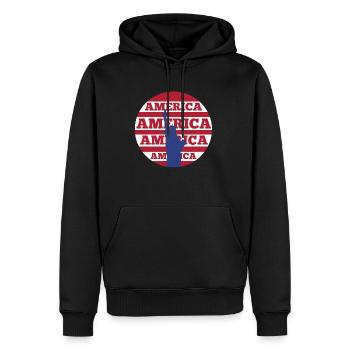 USA Amerika - Männer Premium Bio Hoodie - Schwarz - Vorne - Nico (187cm)