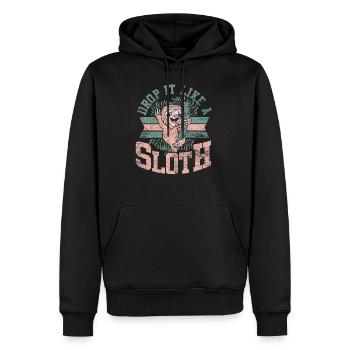 Faultier Vorbild - Männer Premium Bio Hoodie - Schwarz - Vorne - Nico (187cm)