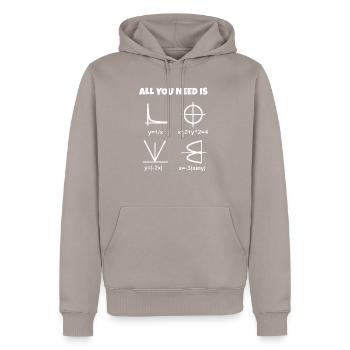 Amour, maths - coeur sous forme de formule et graphique - Sweat à capuche Premium bio Homme - taupe - Devant - Nico (187cm)