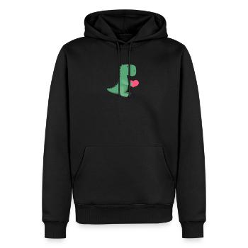 Verliebter Dino Trex Herz Geschenk Shirt - Männer Premium Bio Hoodie - Schwarz - Vorne - Nico (187cm)