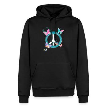 Papillons de signe de paix - Sweat à capuche Premium bio Homme - noir - Devant - Nico (187cm)