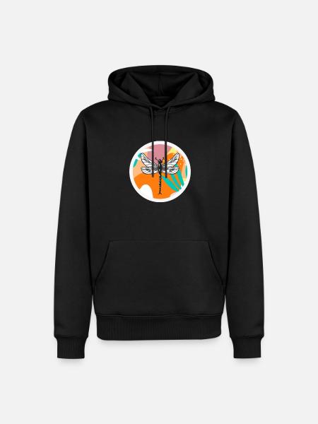 Libelle Tierliebhaber - Männer Premium Bio Hoodie - Schwarz