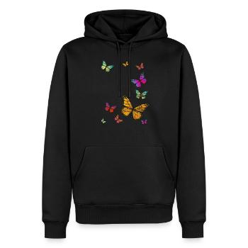 Essaim de papillons - Sweat à capuche Premium bio Homme - noir - Devant - Nico (187cm)