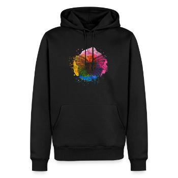 Chenille papillon cocon - Sweat à capuche Premium bio Homme - noir - Devant - Nico (187cm)