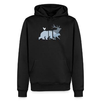 Waldtiere Grau - Männer Premium Bio Hoodie - Schwarz - Vorne - Nico (187cm)