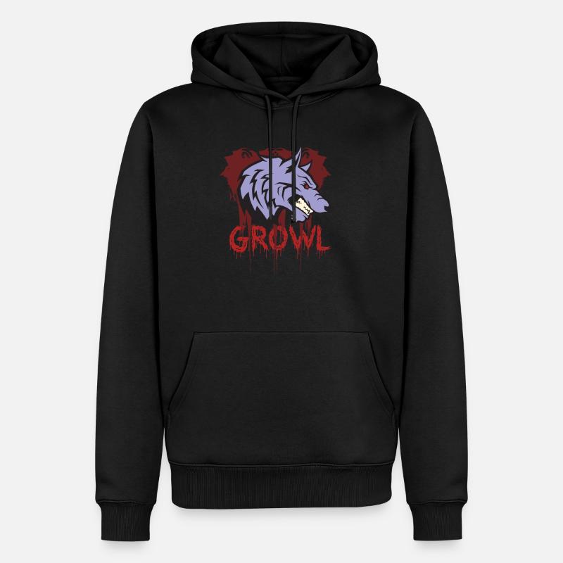 Loup pleurnute - Sweat à capuche Premium bio Homme - noir