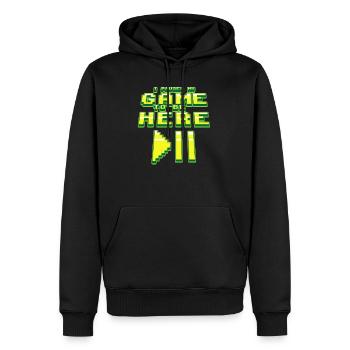 I PAUSED MY GAME TO BE HERE - Männer Premium Bio Hoodie - Schwarz - Vorne - Nico (187cm)
