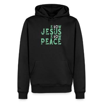 Jésus montre l'amour et la paix T-shirt chrétien - Sweat à capuche Premium bio Homme - noir - Devant - Nico (187cm)