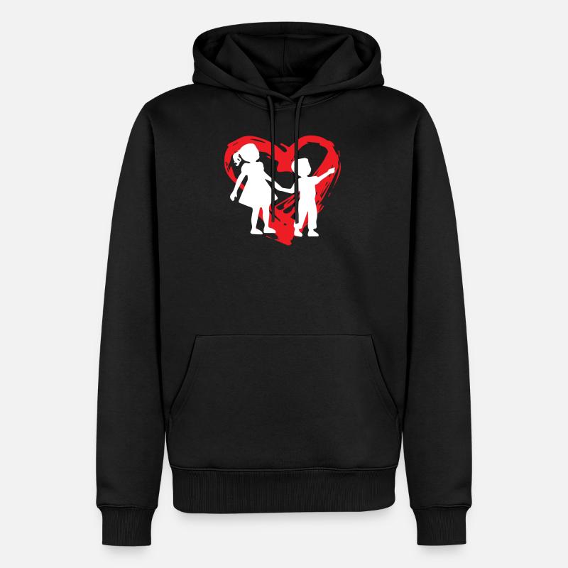Sibling Heart - Männer Premium Bio Hoodie - Schwarz