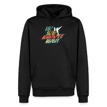 EAT SLEEP KARATE REPEAT - Männer Premium Bio Hoodie - Schwarz - Vorne - Nico (187cm)