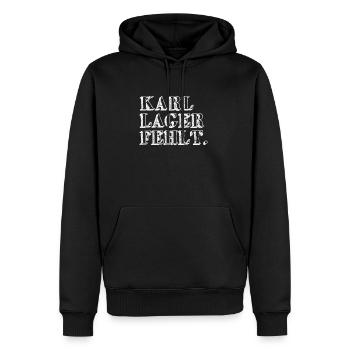 Karl Tribute Shirt | Cadeau de légende du chagrin - Sweat à capuche Premium bio Homme - noir - Devant - Nico (187cm)