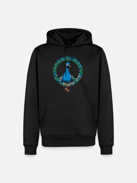 Peacock peace sign - Men’s Premium Organic Hoodie - black