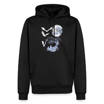 Chauve-souris Lune - Sweat à capuche Premium bio Homme - noir - Devant - Nico (187cm)