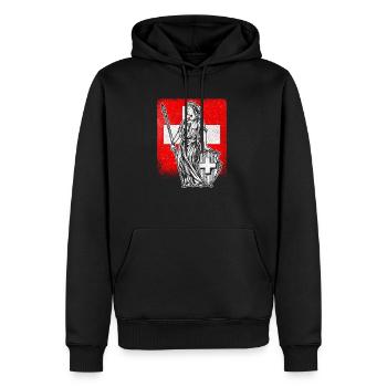 Schweiz Helvetia Patriot Schweizerkreuz Geschenk - Männer Premium Bio Hoodie - Schwarz - Vorne - Nico (187cm)