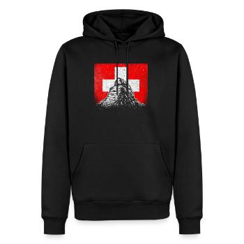 Schweiz Matterhorn Zermatt Schweizerkreuz Geschenk - Männer Premium Bio Hoodie - Schwarz - Vorne - Nico (187cm)