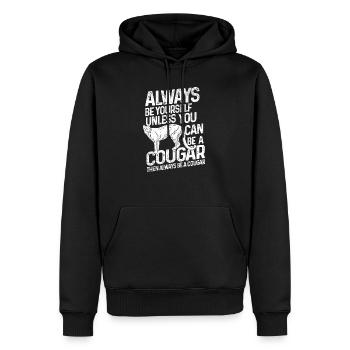 Cougar grand chat - Sweat à capuche Premium bio Homme - noir - Devant - Nico (187cm)