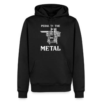 pédale de machine à coudre - Sweat à capuche Premium bio Homme - noir - Devant - Nico (187cm)