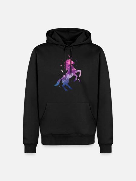 Galaxie Einhorn - Männer Premium Bio Hoodie - Schwarz