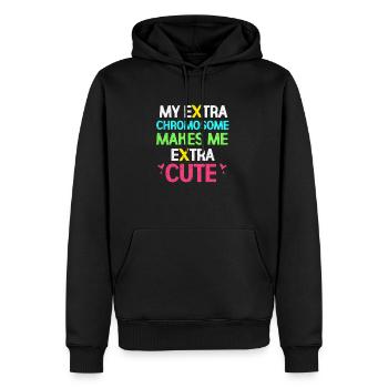 Syndrome de Down - Sweat à capuche Premium bio Homme - noir - Devant - Nico (187cm)