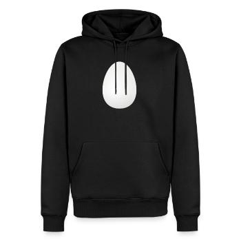 gros œuf blanc - Œufs Œufs œufs brouillés biologiques - Sweat à capuche Premium bio Homme - noir - Devant - Nico (187cm)