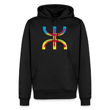 AMAZIGH - Männer Premium Bio Hoodie - Schwarz - Vorne - Nico (187cm)
