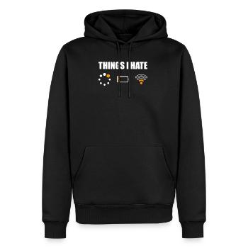 Chemise drôle de nerd d'ordinateur Choses de geek que je déteste - Sweat à capuche Premium bio Homme - noir - Devant - Nico (187cm)