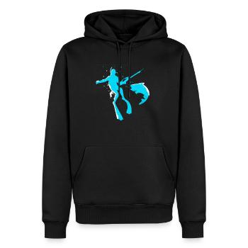 Pêche Harpon - Sweat à capuche Premium bio Homme - noir - Devant - Nico (187cm)