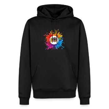 hobby, photographier, photographe, appareil photo, cadeau - Sweat à capuche Premium bio Homme - noir - Devant - Nico (187cm)