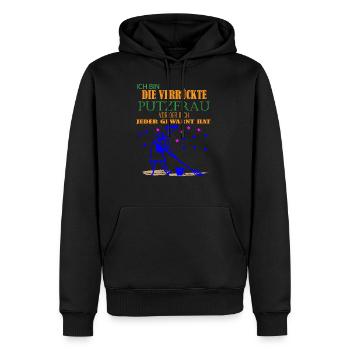 Die Verrückte Putzfrau Shirt - Hausfrau Geschenk - Männer Premium Bio Hoodie - Schwarz - Vorne - Nico (187cm)