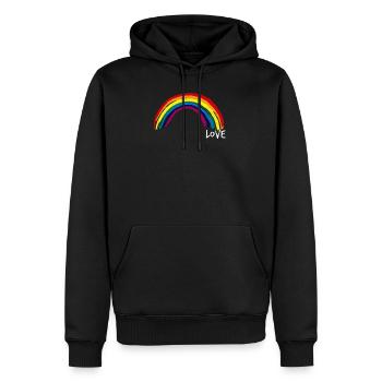 Love Rainbow - Regenbogen Liebe - Männer Premium Bio Hoodie - Schwarz - Vorne - Nico (187cm)