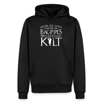 Jamais Run Kilt Bagpipe Kilt Gift - Sweat à capuche Premium bio Homme - noir - Devant - Nico (187cm)