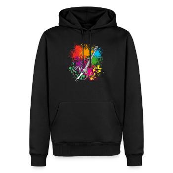 Kontrabass - Farbkleckse - Männer Premium Bio Hoodie - Schwarz - Vorne - Nico (187cm)