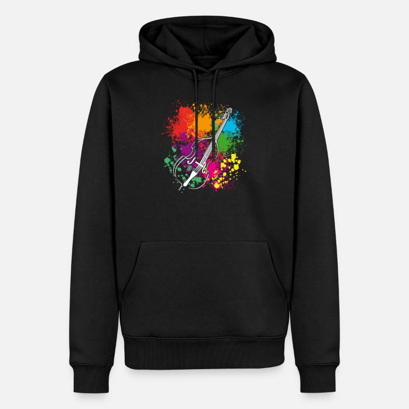 Kontrabass - Farbkleckse - Männer Premium Bio Hoodie - Schwarz