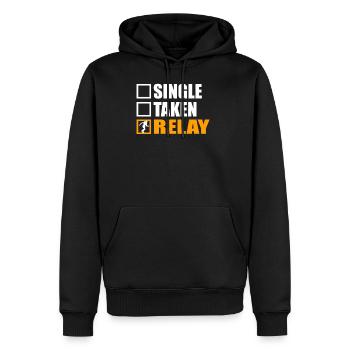 Relay Is My Girlfriend - Männer Premium Bio Hoodie - Schwarz - Vorne - Nico (187cm)