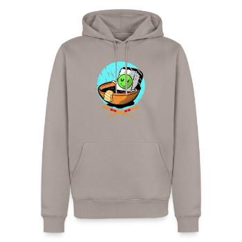 Sushi - Männer Premium Bio Hoodie - Taupe - Vorne - Nico (187cm)