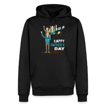 Vatertag Männertag Herrentag Papa ist der Beste - Männer Premium Bio Hoodie - Schwarz - Vorne - Nico (187cm)
