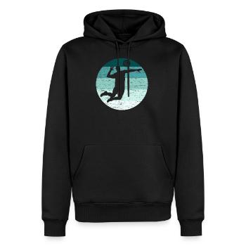 Volleyball Schmetterball Retro Männer Grunge - Männer Premium Bio Hoodie - Schwarz - Vorne - Nico (187cm)