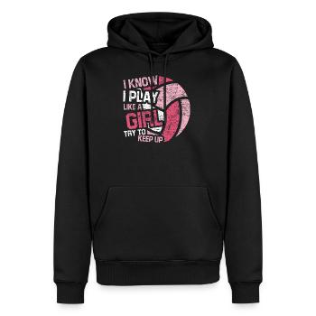 Play Like A Girl Volleyball - Männer Premium Bio Hoodie - Schwarz - Vorne - Nico (187cm)