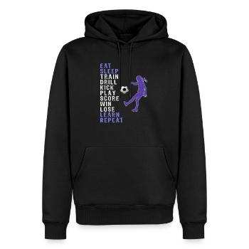 Lustiger Mädchen-Fußball u. Fußball-Geschenk-Entwurf essen - Männer Premium Bio Hoodie - Schwarz - Vorne - Nico (187cm)
