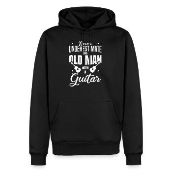 Guitare vieux cadeau musicien guitare - Sweat à capuche Premium bio Homme - noir - Devant - Nico (187cm)