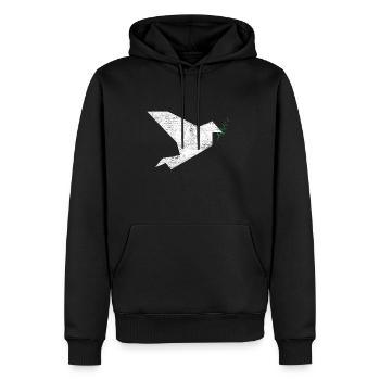Origami Colombe - Sweat à capuche Premium bio Homme - noir - Devant - Nico (187cm)